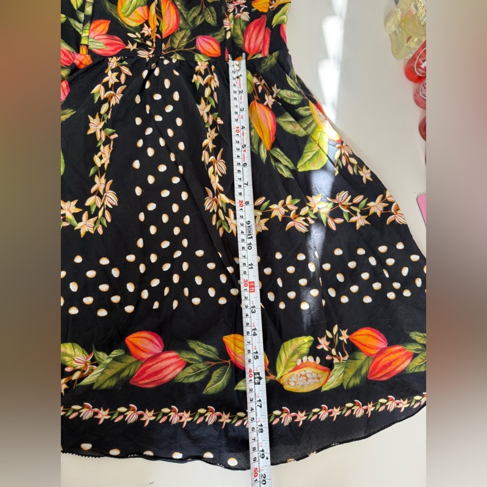 Farm Rio Tropical Floral Polka Dot Mini Dress S | Ruffle Strap Summer Vacation - Picture 13 of 13